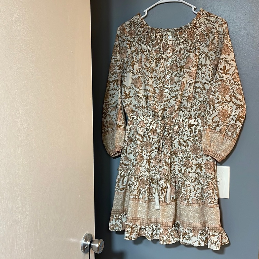 Love Stitch Pink and Brown Ruffled Tiered Sundress